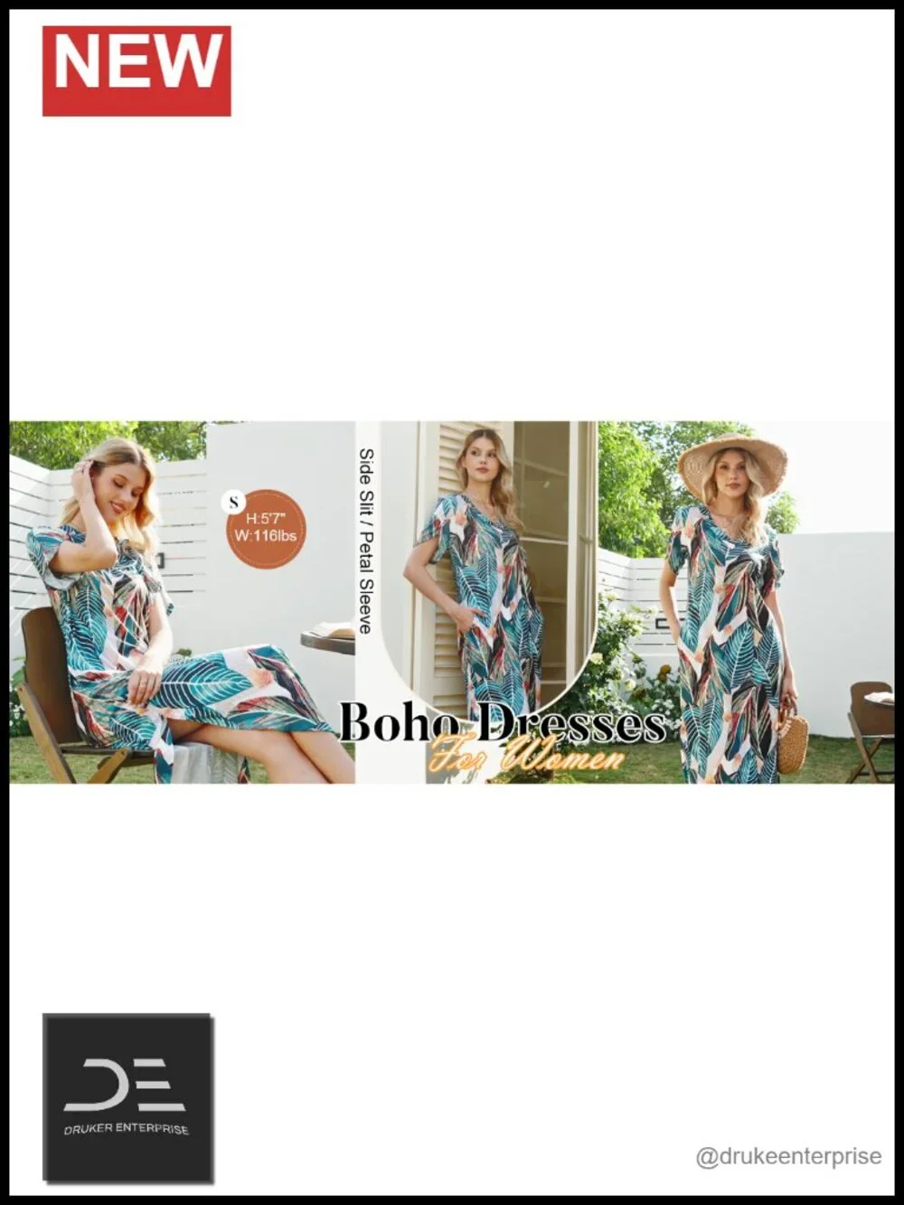 Short Sleeve V Neck Maxi Sundress with Pockets and Side Slit